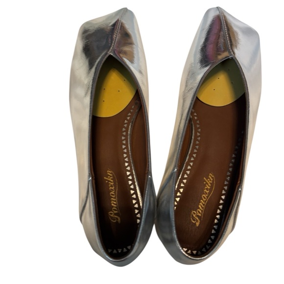 Silver square toe ballet flats